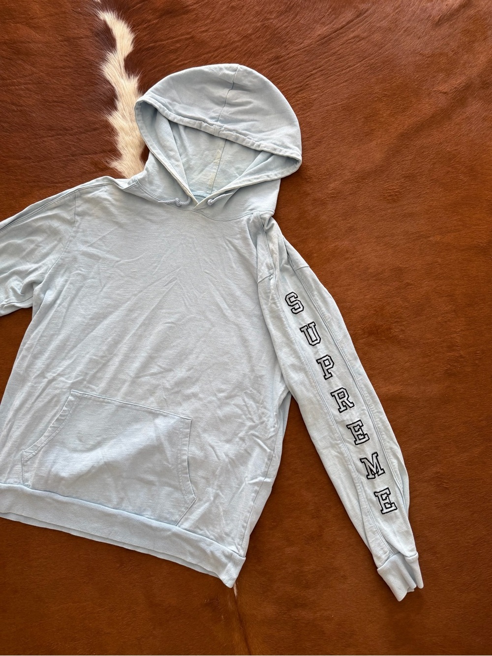 Supreme sleeve logo hoodie size L
